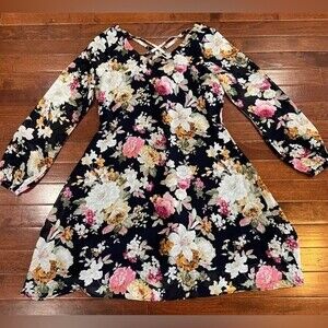 Elisa B girls long sleeve floral dress size 14
